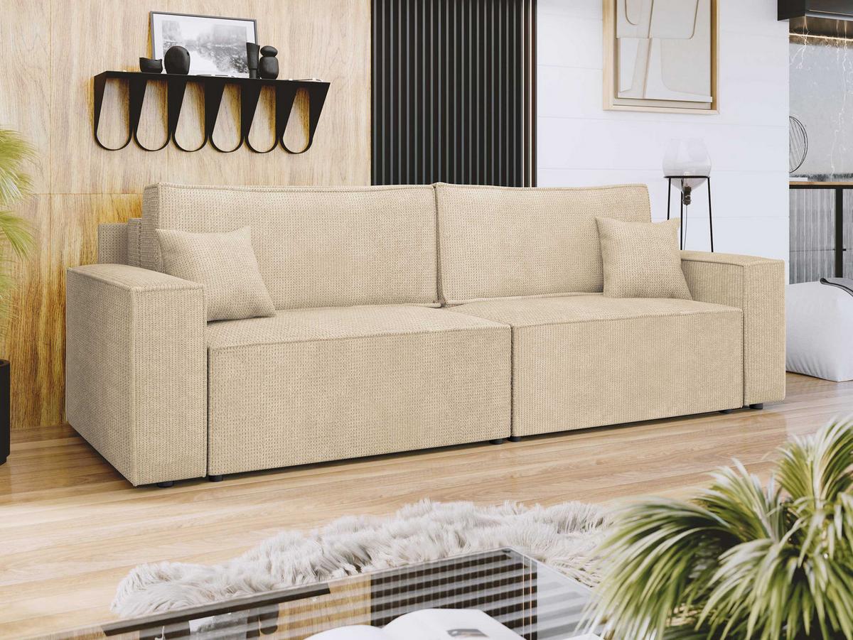 SCHLAFSOFA Karl mit L-Funktion - Schwarz/Naturfarben, Holz/Kunststoff (245/82/139cm) - MIRJAN24