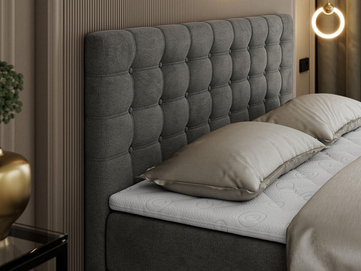 BOXBETT SUSAN 120/200 Dunkelgrau Velvet - H3 - Dunkelgrau, Holz/Textil (120/200cm) - MKS