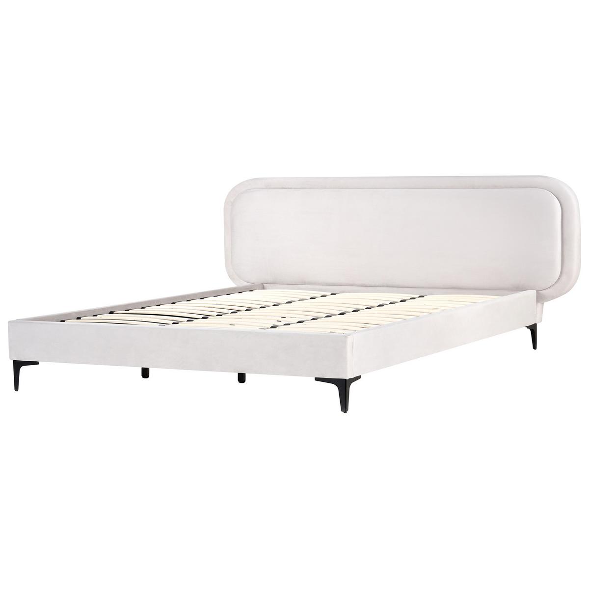 BETT mit Lattenrost 180/200 cm Hellgrau Suzette - Hellgrau, Textil (180/200cm) - Beliani