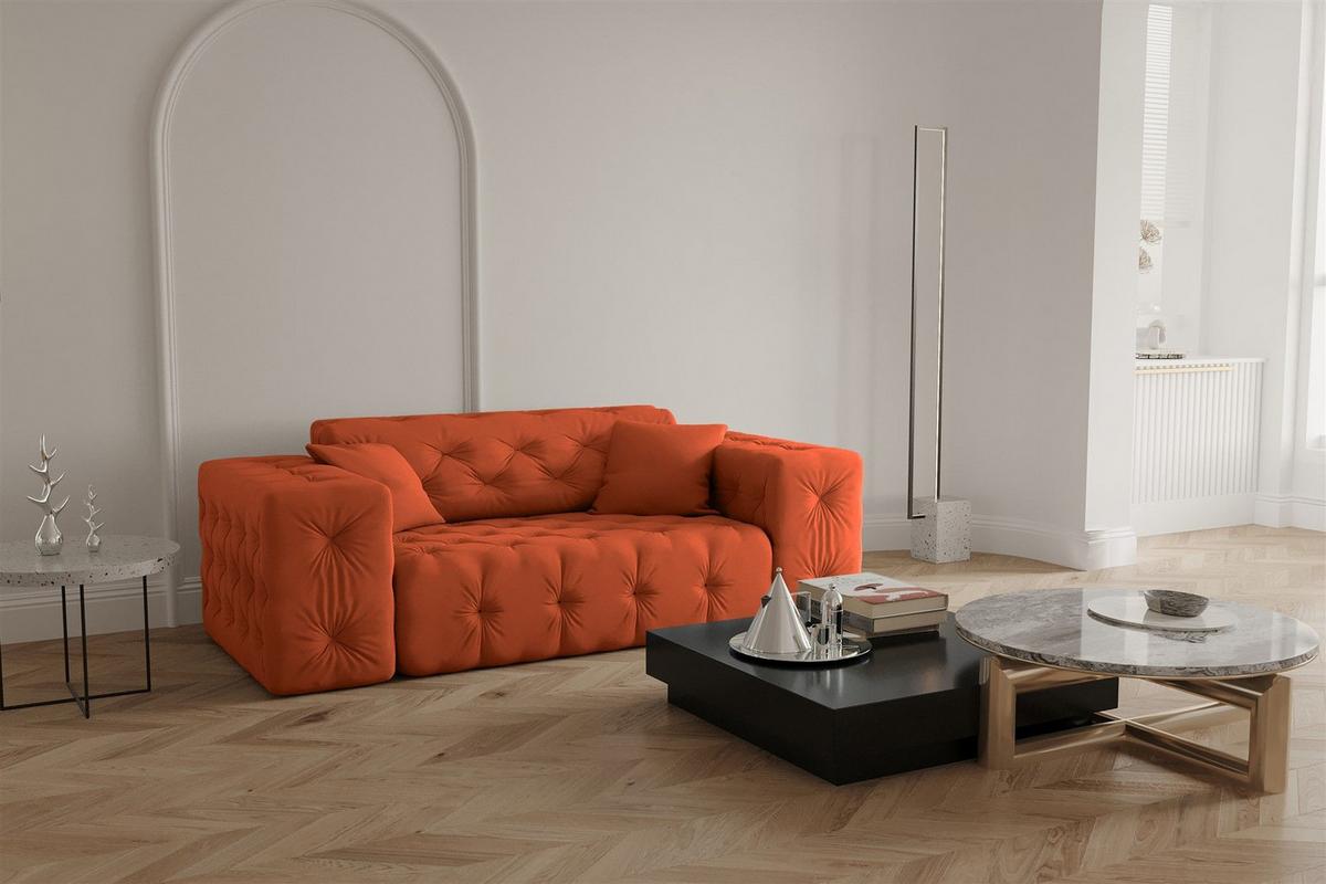 SOFASET Chantal - Orange, Holzwerkstoff/Textil (251/78/96cm) - Fun Möbel