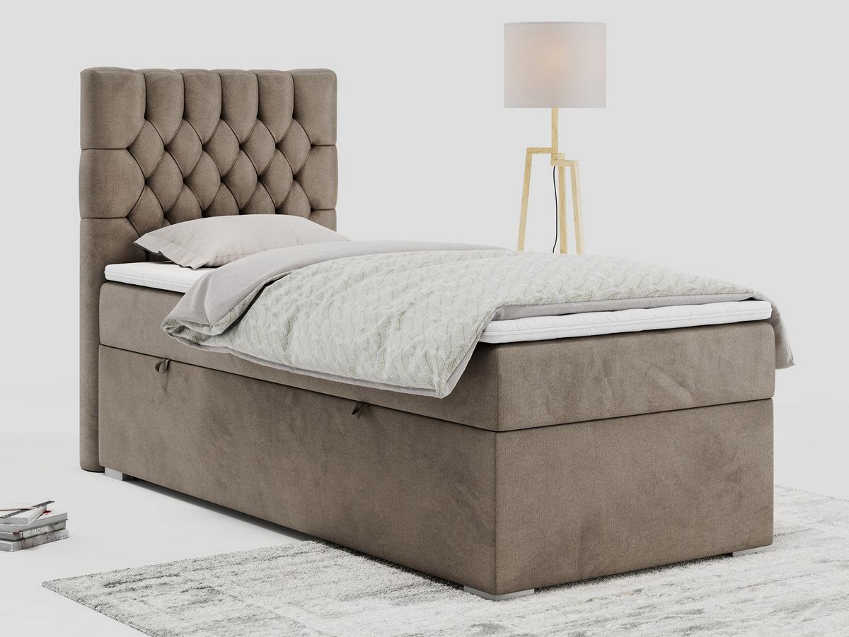BOXBETT PERA 90/200 Braun Velvet - H4 - Links Seite - Braun, Holz/Textil (90/200cm) - MKS
