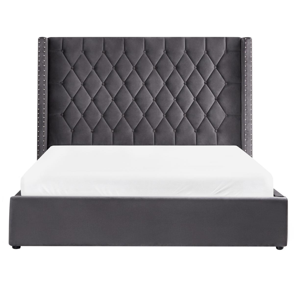POLSTERBETT 160/200cm Grau Lubbon - Grau, Textil (160/200cm) - Beliani
