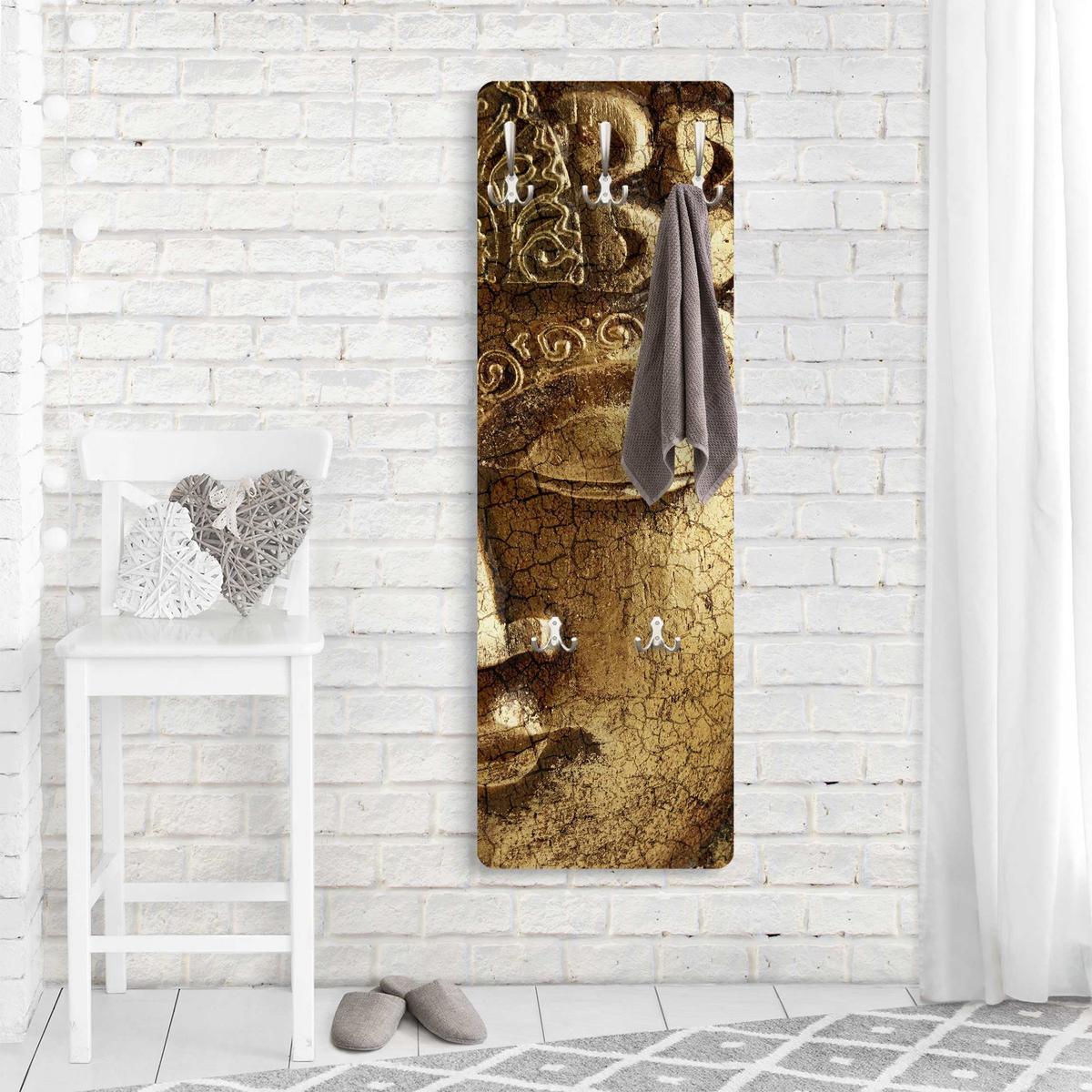 WANDGARDEROBE - Vintage Buddha 34/105 cm - Goldfarben, Holzwerkstoff (34/105/1.6cm) - Bilderwelten