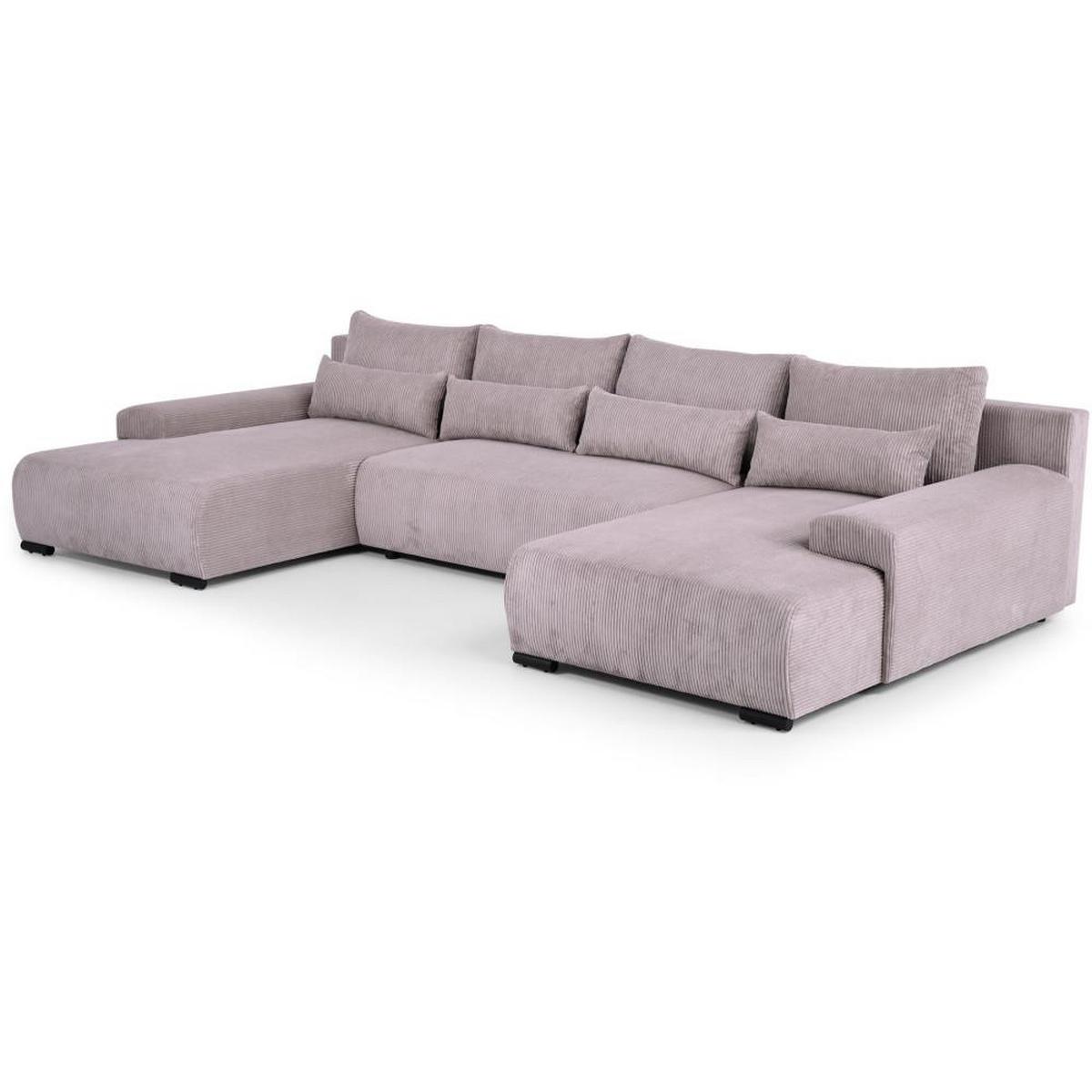 WOHNLANDSCHAFT Benny U rosa - Schwarz/Rosa, Textil/Metall (350/85/186cm) - Beautysofa
