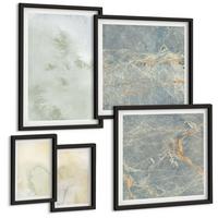 BILDER SET 5er Set - 50x50 cm & 20x30 cm & 40x60 cm Schwarzer Rahmen - Pastellfarben auf Aquarellleinwand - Schwarz, Kunststoff (40/60cm) - TULUP
