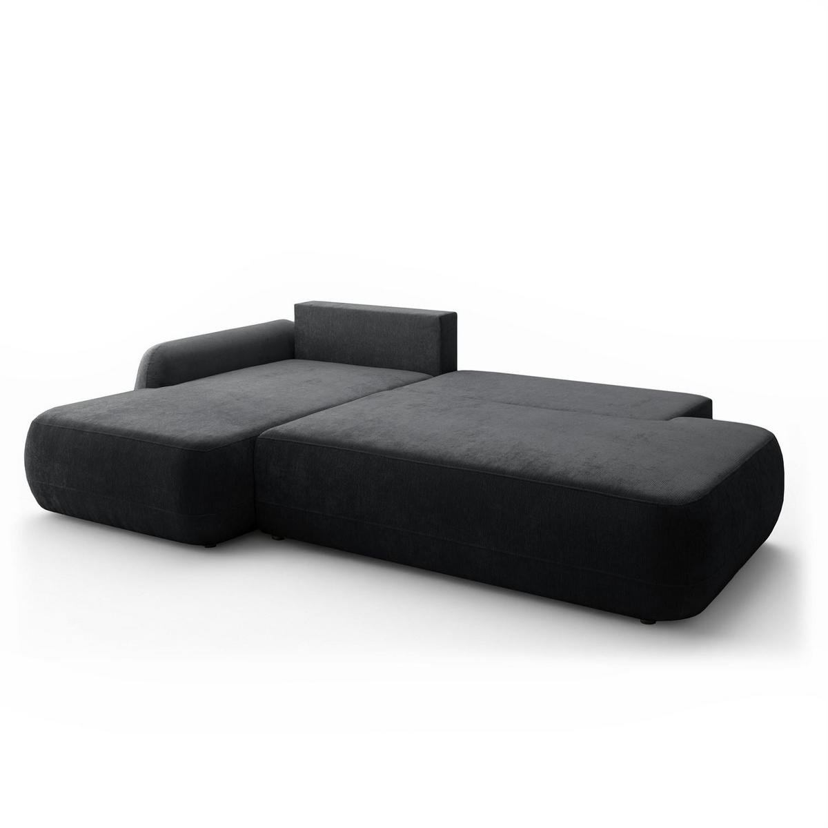 ECKSOFA GOYA mit Schlaffunktion und Bettkasten, Linke, Perfect Harmony 90 - Graphitfarben, Textil (184/302cm) - Lookway