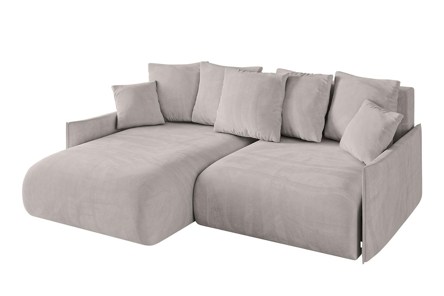 ECKSOFA Ottomane links ONESK-L-v1 216x177x72 Hellbraun Velours - Hellbraun, Holzwerkstoff/Kunststoff (216/177cm) - ALTDECOR