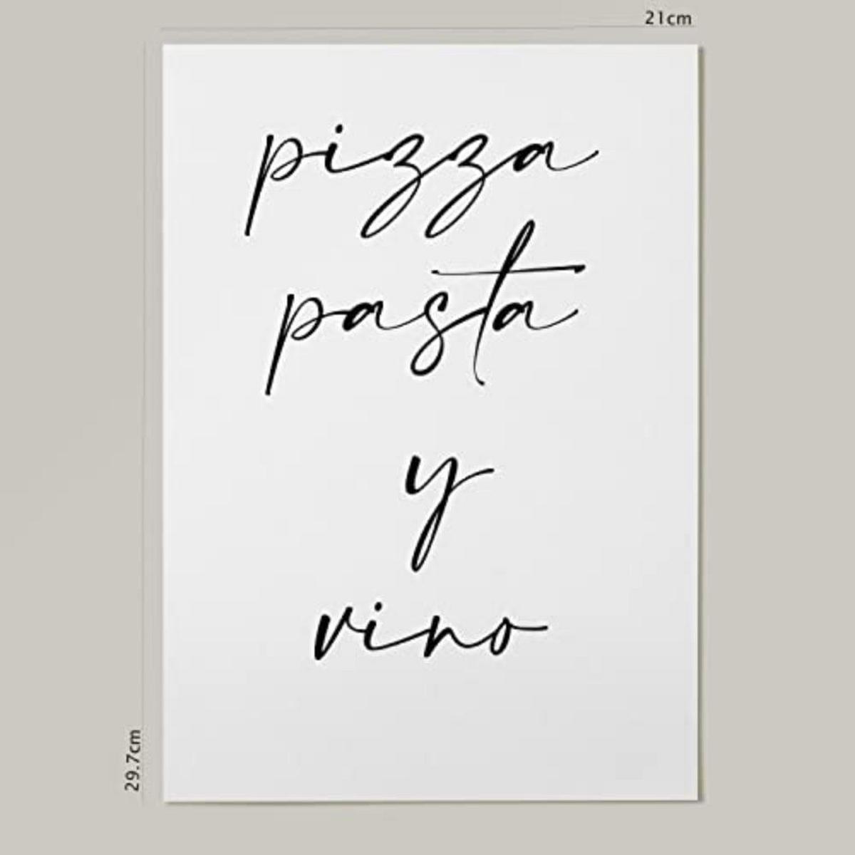 POSTER Set mit 4 Küche TypografieStil A4 Rahmenlos - Klar, Papier (29.7/3cm) - Nacnic