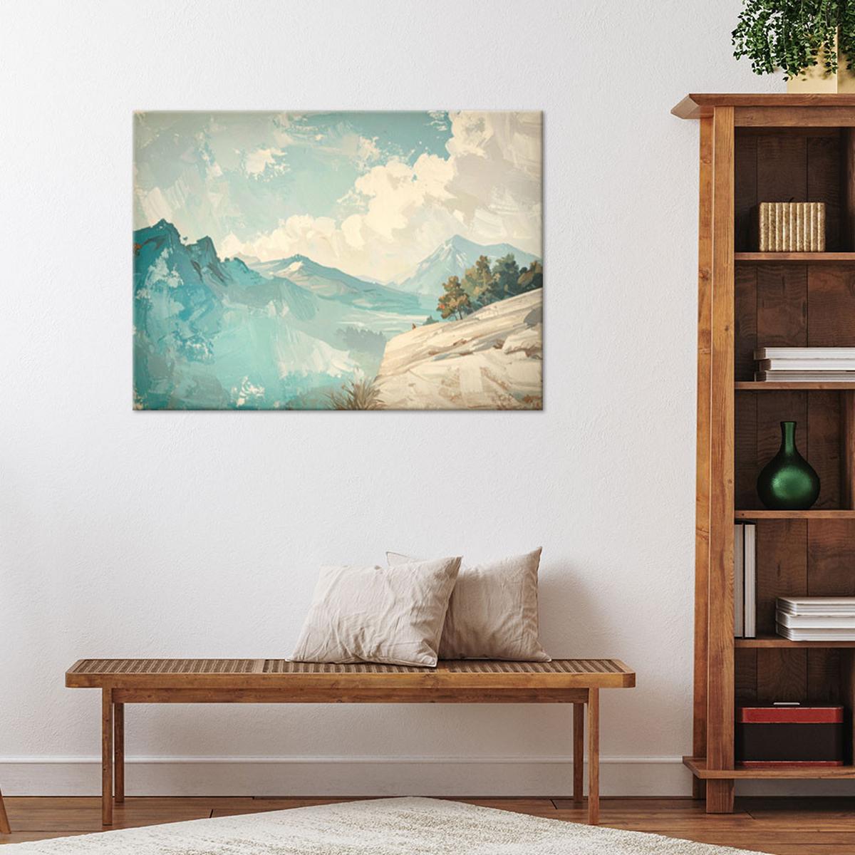 LEINWANDBILD Abstraktion 100x70cm - Türkis, Textil (100/70cm) - Feeby