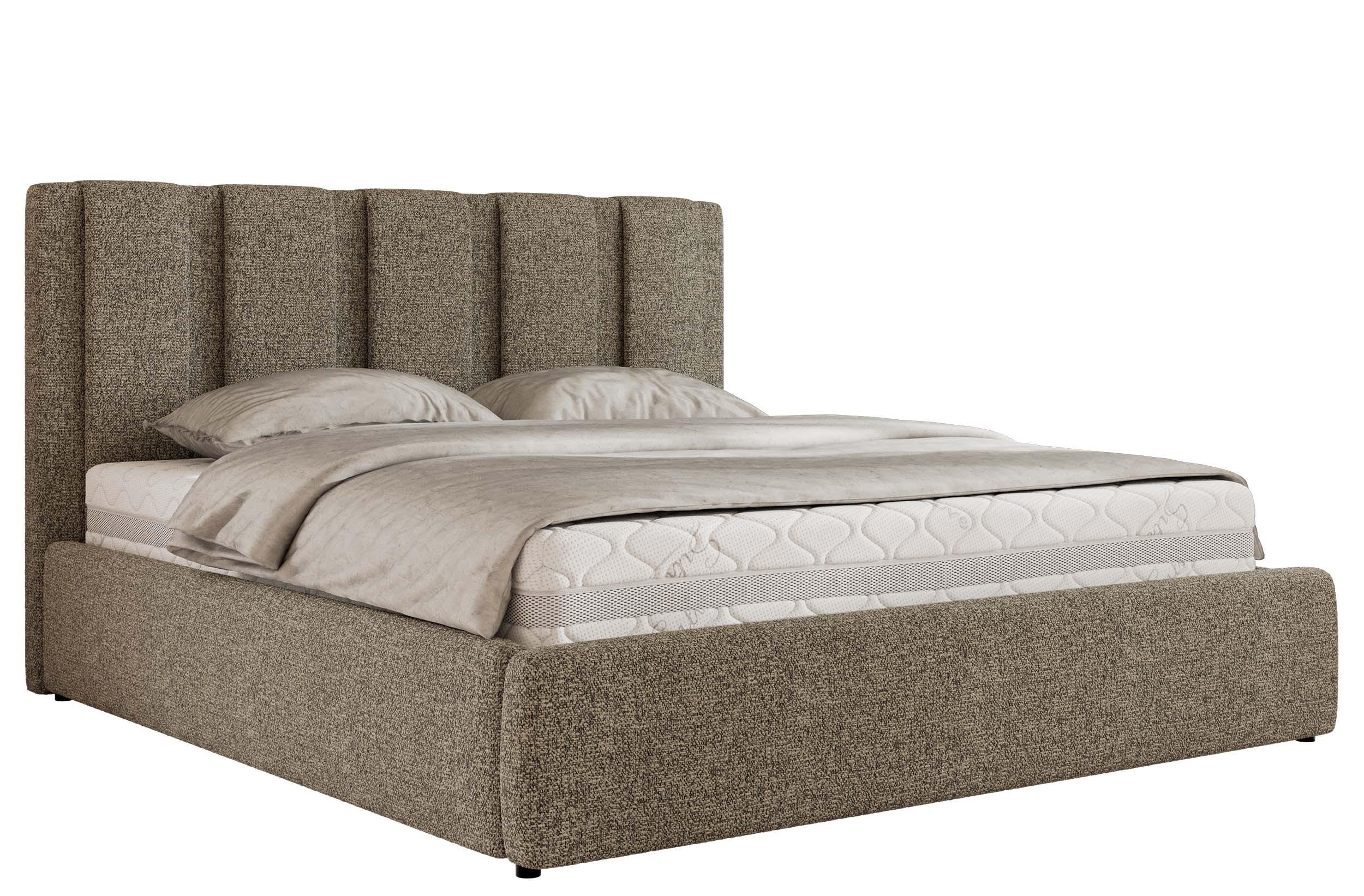 POLSTERBETT SAVINO CLASSIC 140/200 - Grau Struktur - Multipocket-Matratze - Grau, Textil (140/200cm) - MKS