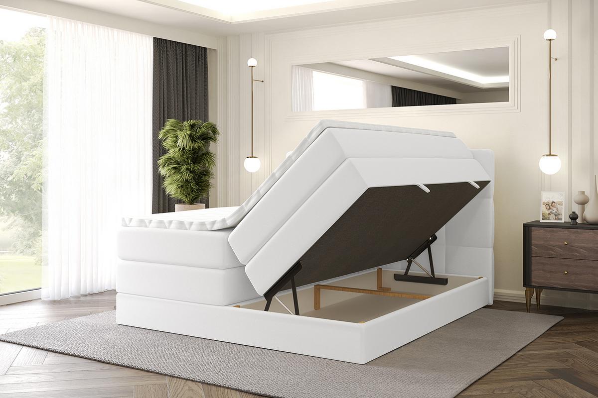 BOXSPRINGBETT mit Matratze H3|H4 und Lattenrost - LIRO KING-160x200 - Weiß - Weiß, Holzwerkstoff (160/200cm) - ALTDECOR