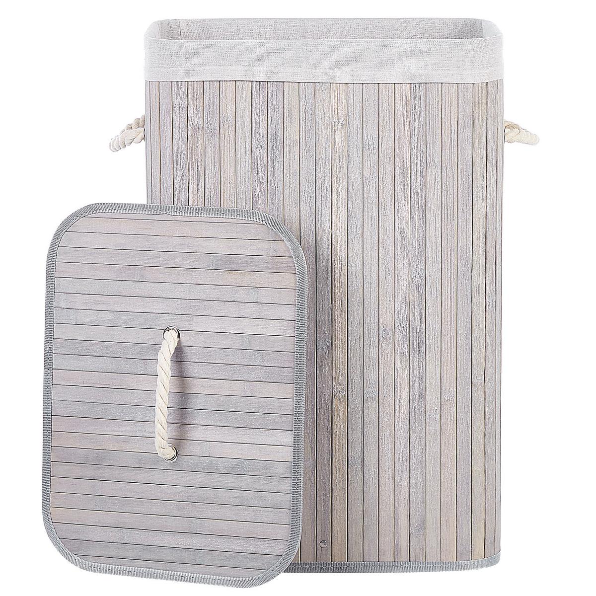 KORB Grau Komari - Weiß/Grau, Holz (40/60/30cm) - Beliani