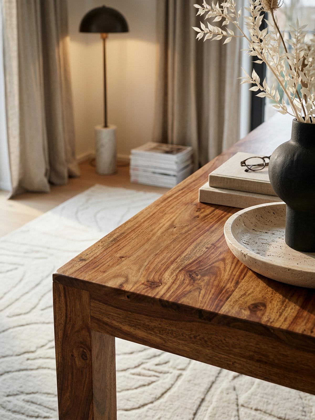 ESSTISCH Massivholz Akazie Rechteckig Handgefertigt NAKO, Braun 80x80x76 cm - Dunkelbraun/Braun, Holz (80/80/76cm) - KADIMA DESIGN