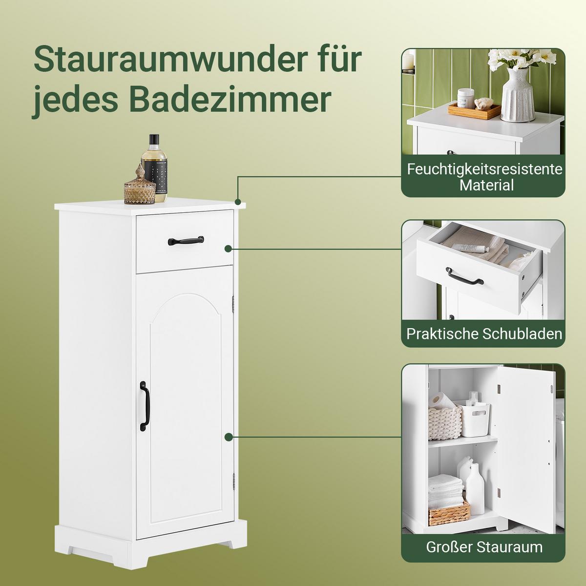 BADEZIMMERSCHRANK Weiß - Weiß, Holzwerkstoff (42/93/30cm) - SoBuy
