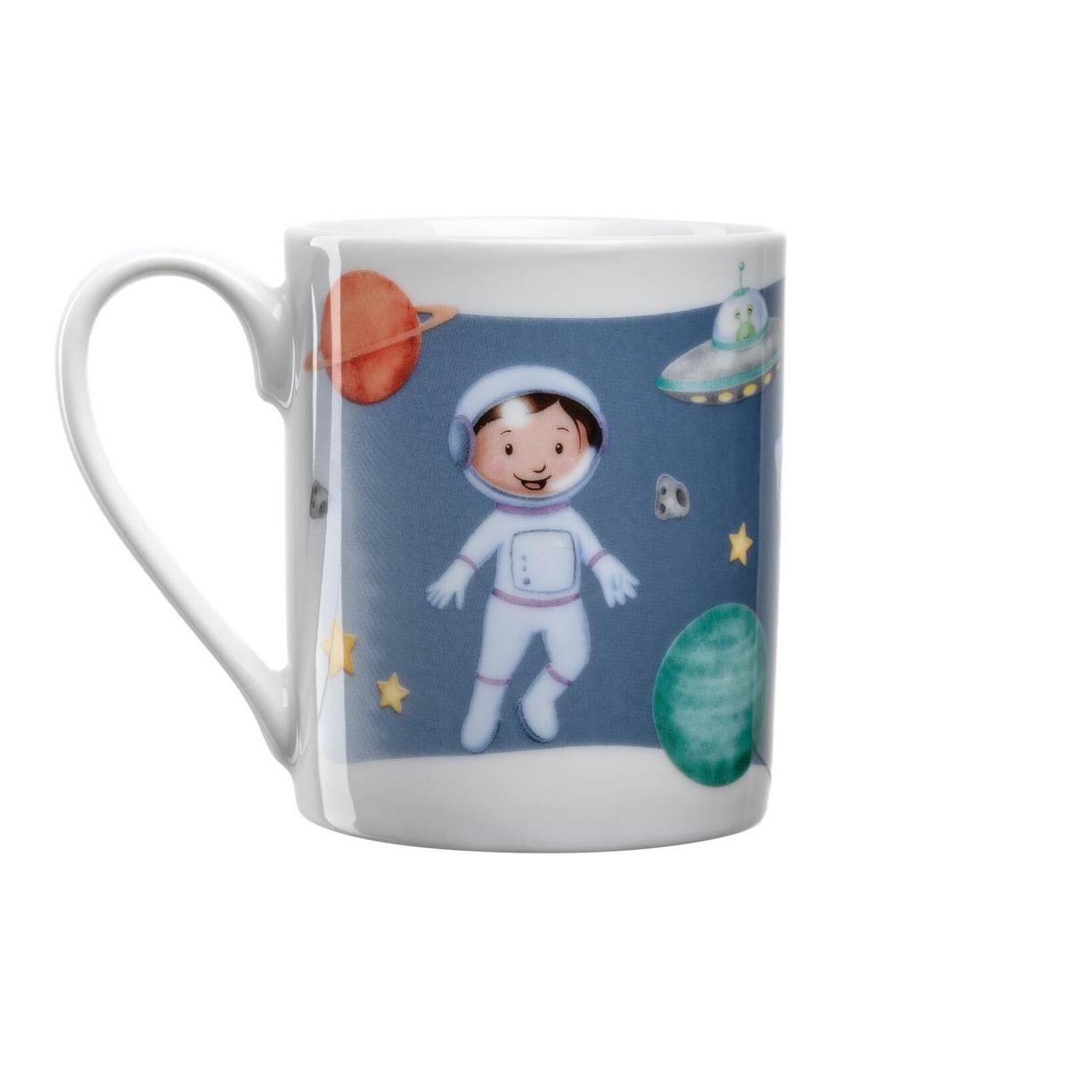 KINDERGESCHIRR SET MIT BESTECK BAMBINI AVVENTURA Weltall - Blau, Keramik/Kunststoff (2/2/2cm) - Leonardo Living
