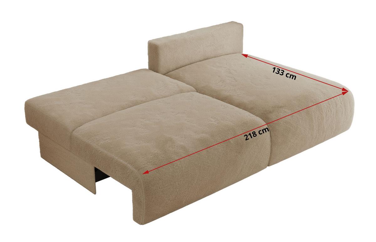 ECKSCHLAFSOFA VIVO L Beige Plüsch - links - Beige/Schwarz, Kunststoff/Textil (223/150cm) - MKS