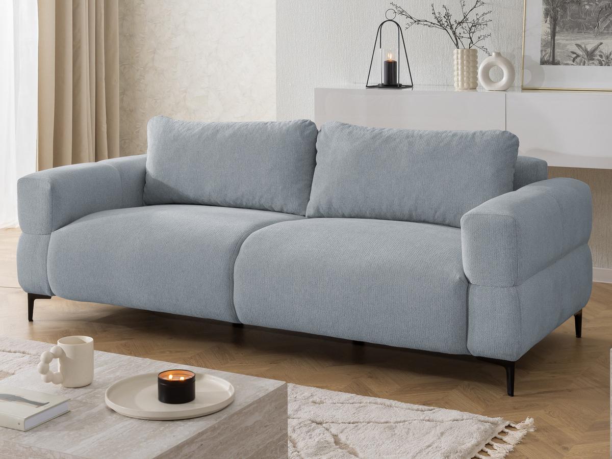 3-SITZER-SOFA Cardea in Bubble-Optik aus weichem Grau Strukturstoff mit hohem Sitzkomfort - Schwarz/Grau, Holz/Textil (217/80/97cm) - S-Style Möbel
