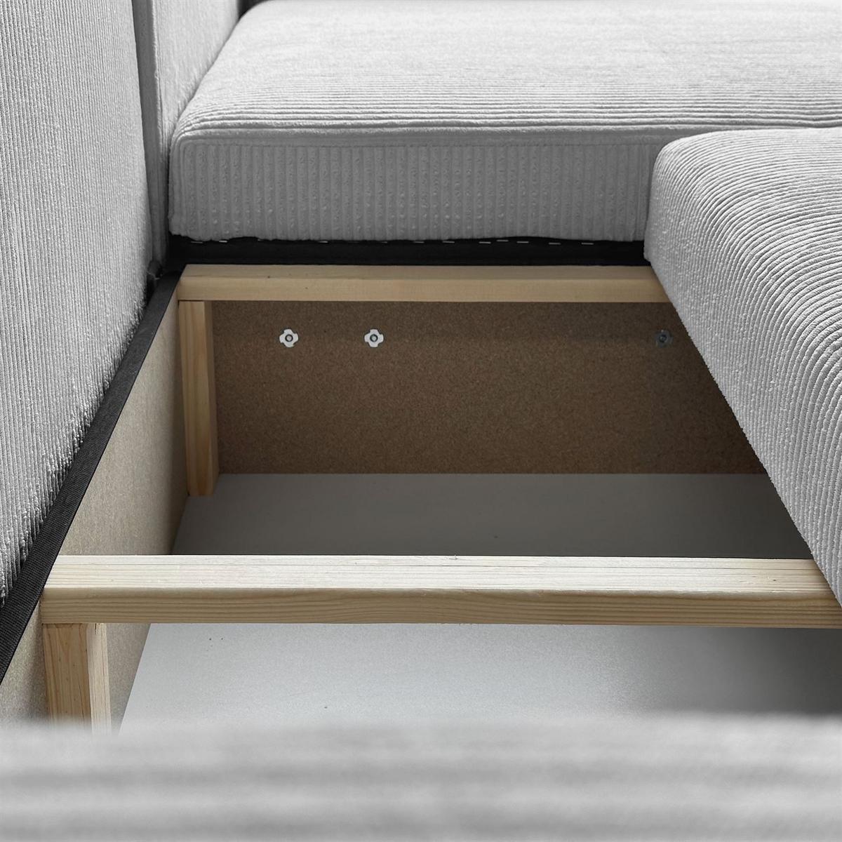 ECKSOFA Gepolstertes PRESTIGE XL mit Schlaffunktion und Bettkasten, Poso 110 - Hellgrau, Textil (277/143cm) - Lookway