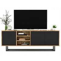 TV-LOWBOARD Apollo Eiche wotan Schwarz Matt 150/53/35 cm - Schwarz, Holzwerkstoff/Metall (150/53/35cm) - Meble Lindner
