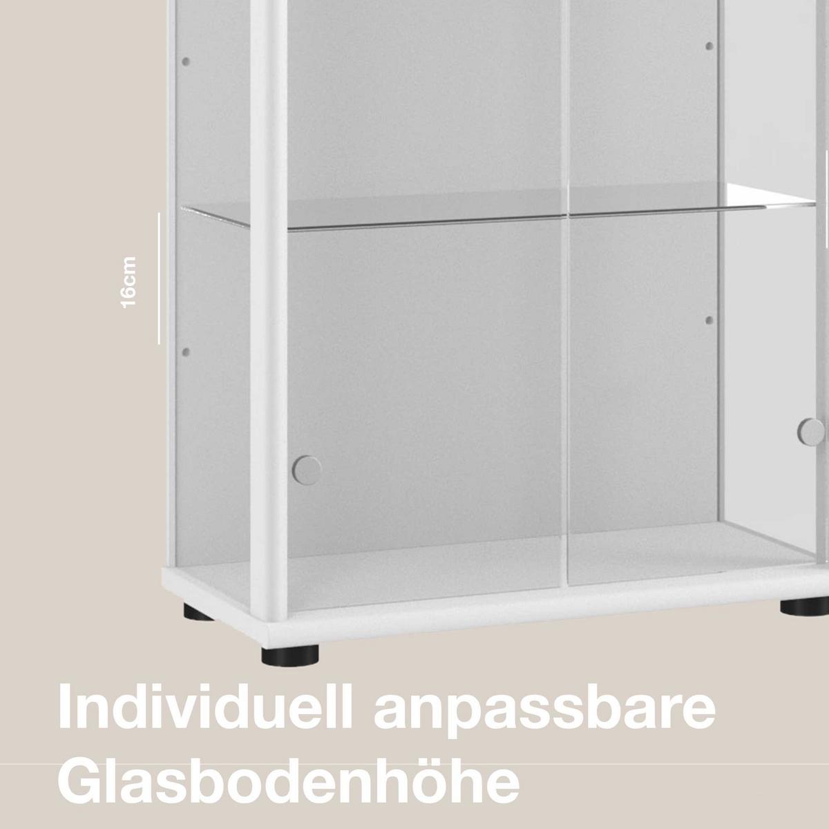 VITRINE 33/67/176 cm mit LED & 4 höhenverstellbaren Glasböden - Transparent/Silberfarben, Glas/Holzwerkstoff (67/176/33cm) - K-Möbel