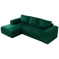 ECKSOFA TRENTINO L Dunkelgrün Velvet - Links - Dunkelgrün/Schwarz, Kunststoff/Textil (266/164cm) - MKS