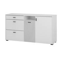 SIDEBOARD weiß matt, Kommode 150 cm mit Soft-Close-Funktion - Schwarz/Weiß, Holzwerkstoff/Kunststoff (150/80/42cm) - Furn.Design