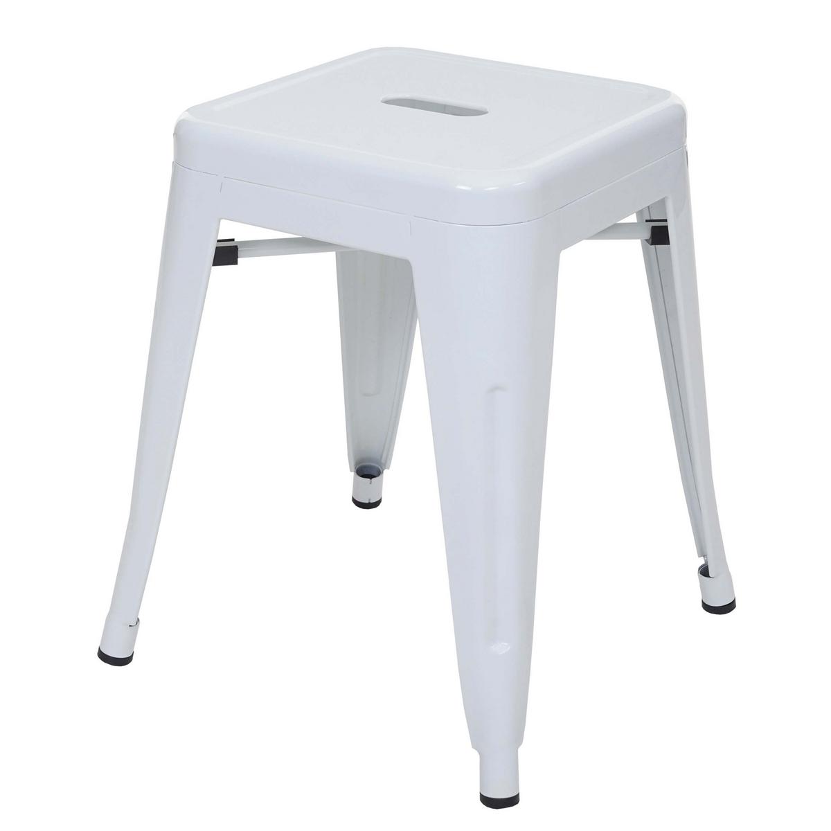 HOCKER METALL Reinweiß 6er-Set - Weiß, Metall (39/46/39cm) - MCW