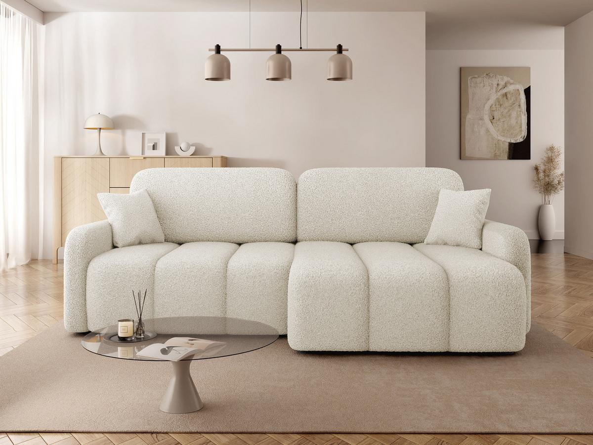 ECKSOFA Carlos Boucle - Creme/Schwarz, Holz/Kunststoff (236/160cm) - MIRJAN24