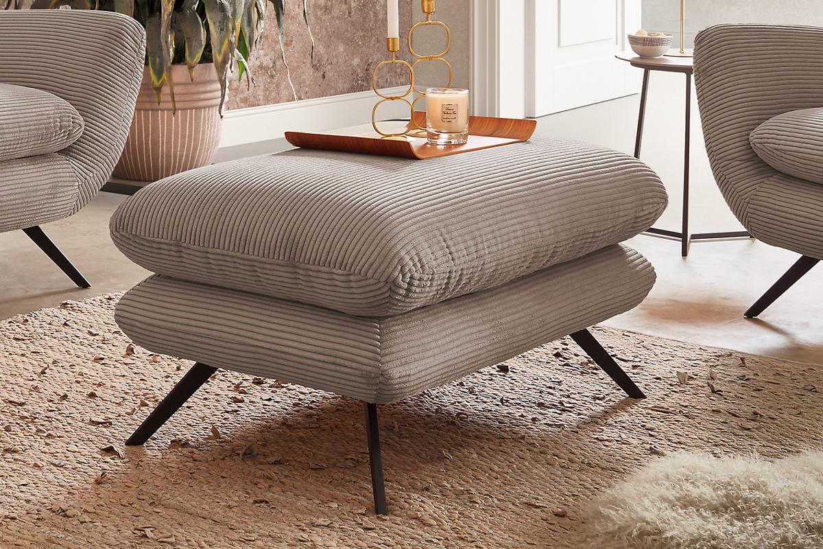 SITZGRUPPE CHARME Taupe Cord - Taupe, Textil (225/94/95cm) - KAWOLA