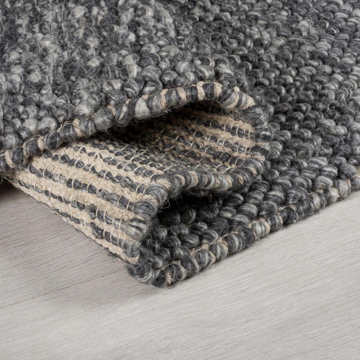WOLLTEPPICH handgewebt MEDWAY, einfarbig, Anthrazit, 160 x 230 cm - Anthrazit, Textil (160/230cm) - KADIMA DESIGN