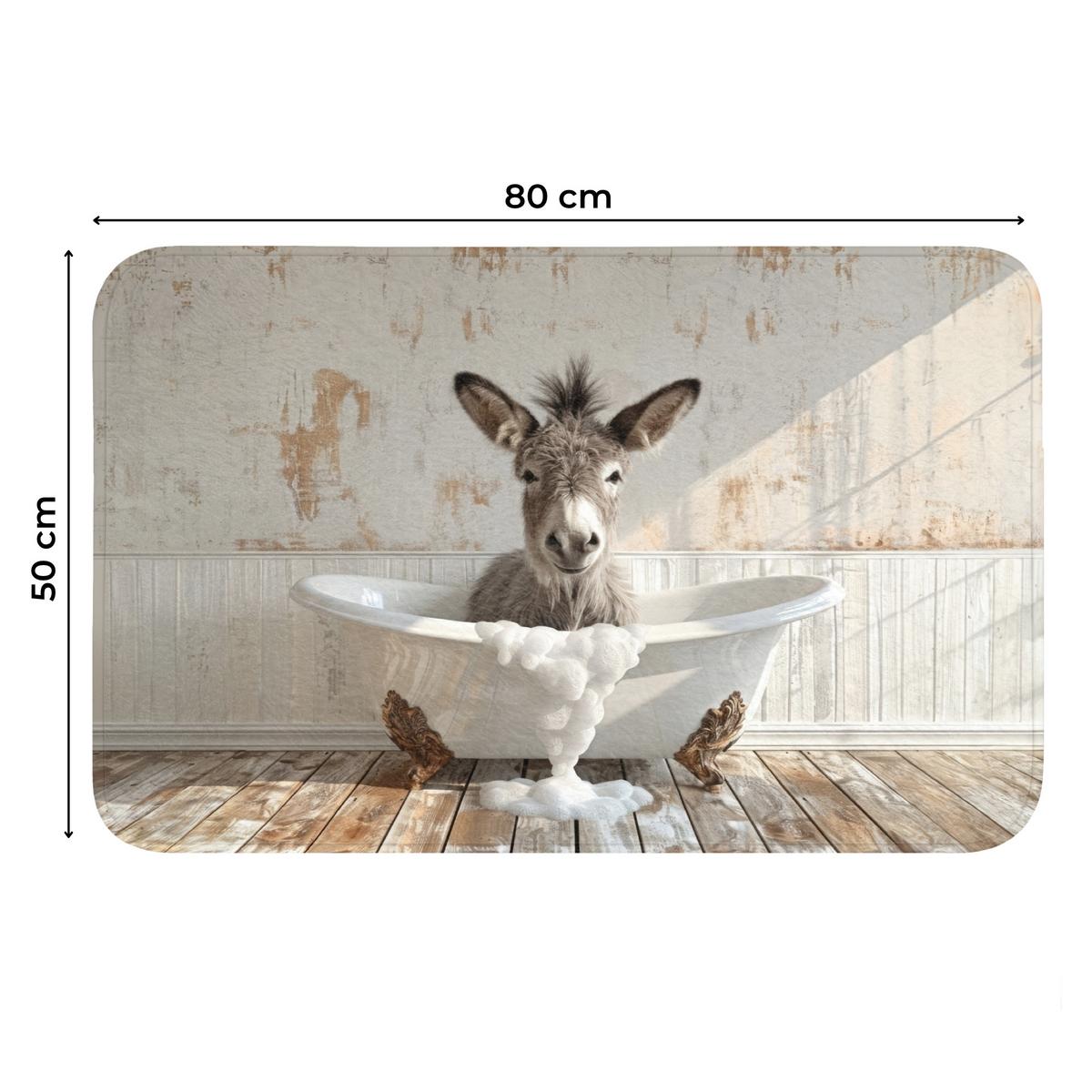 WC-VORLEGER Esel - Tiere - Badewanne - Schaumstoff Toilettenteppich 80x50 cm - Creme, Textil (80/1cm) - OnlyWow
