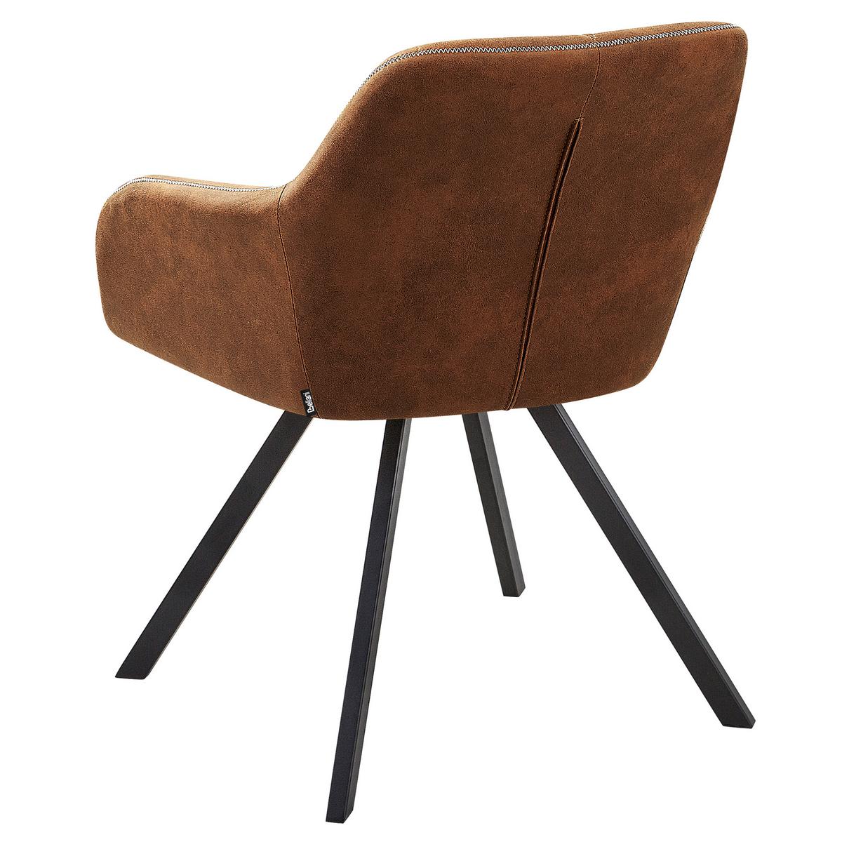 STUHL 2er-Set Polsterbezug Braun Monee - Braun, Textil/Metall (48/78/50cm) - Beliani