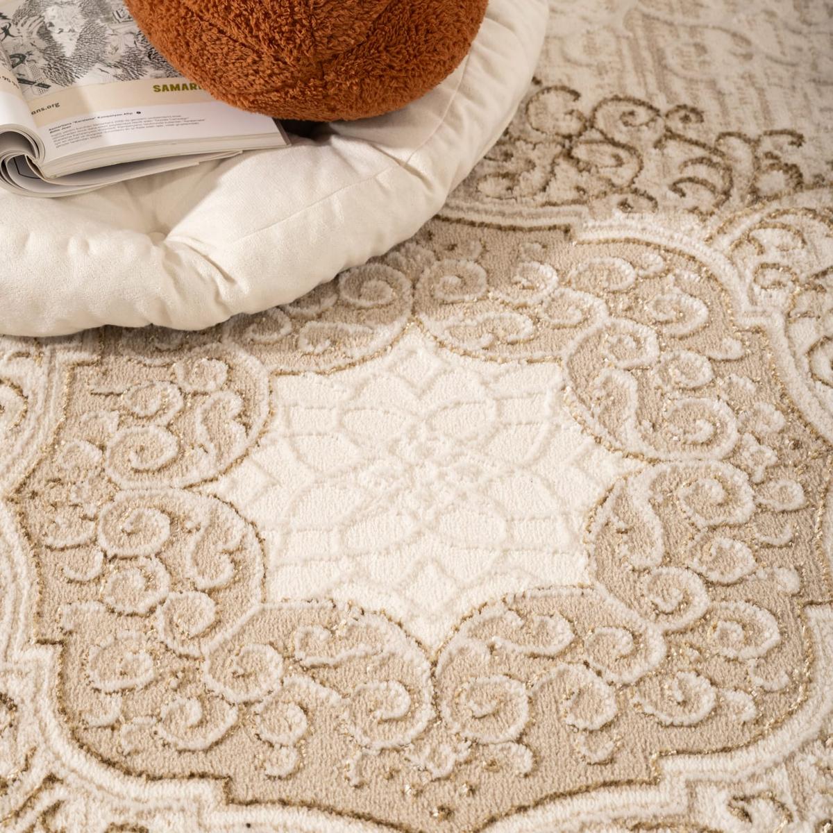 KURZFLORTEPPICH, orientalisch, aus Polyester, Beige, 200 x 280 cm - Beige, Textil (280/200cm) - KADIMA DESIGN