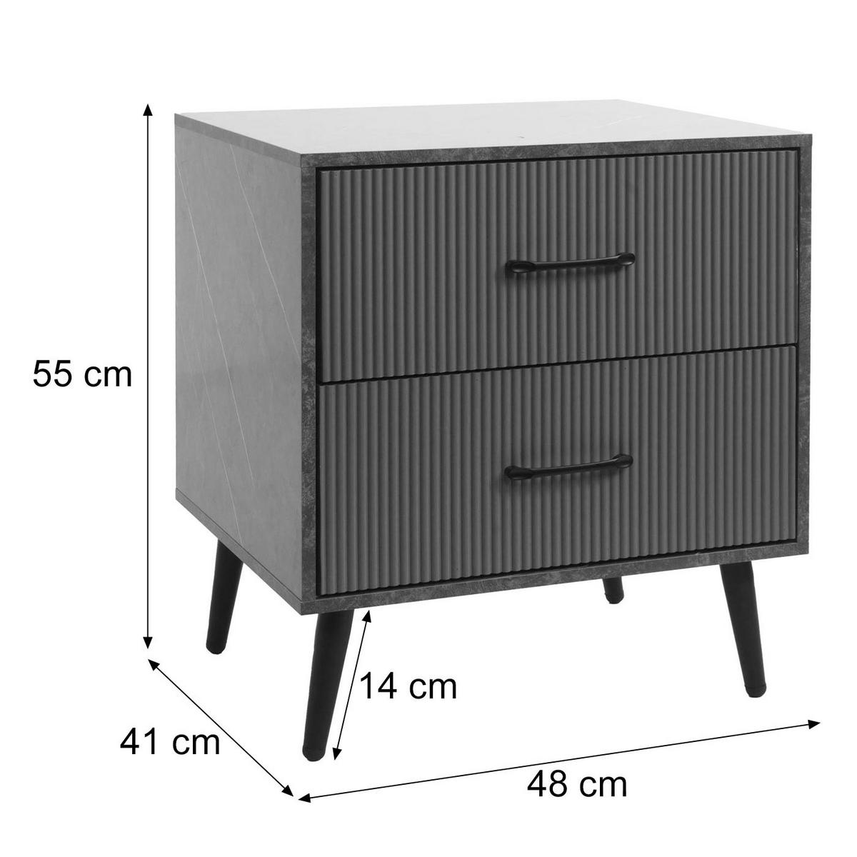 NACHTTISCH rechteckig Grau - Grau, Holz (48/55/41cm) - MCW