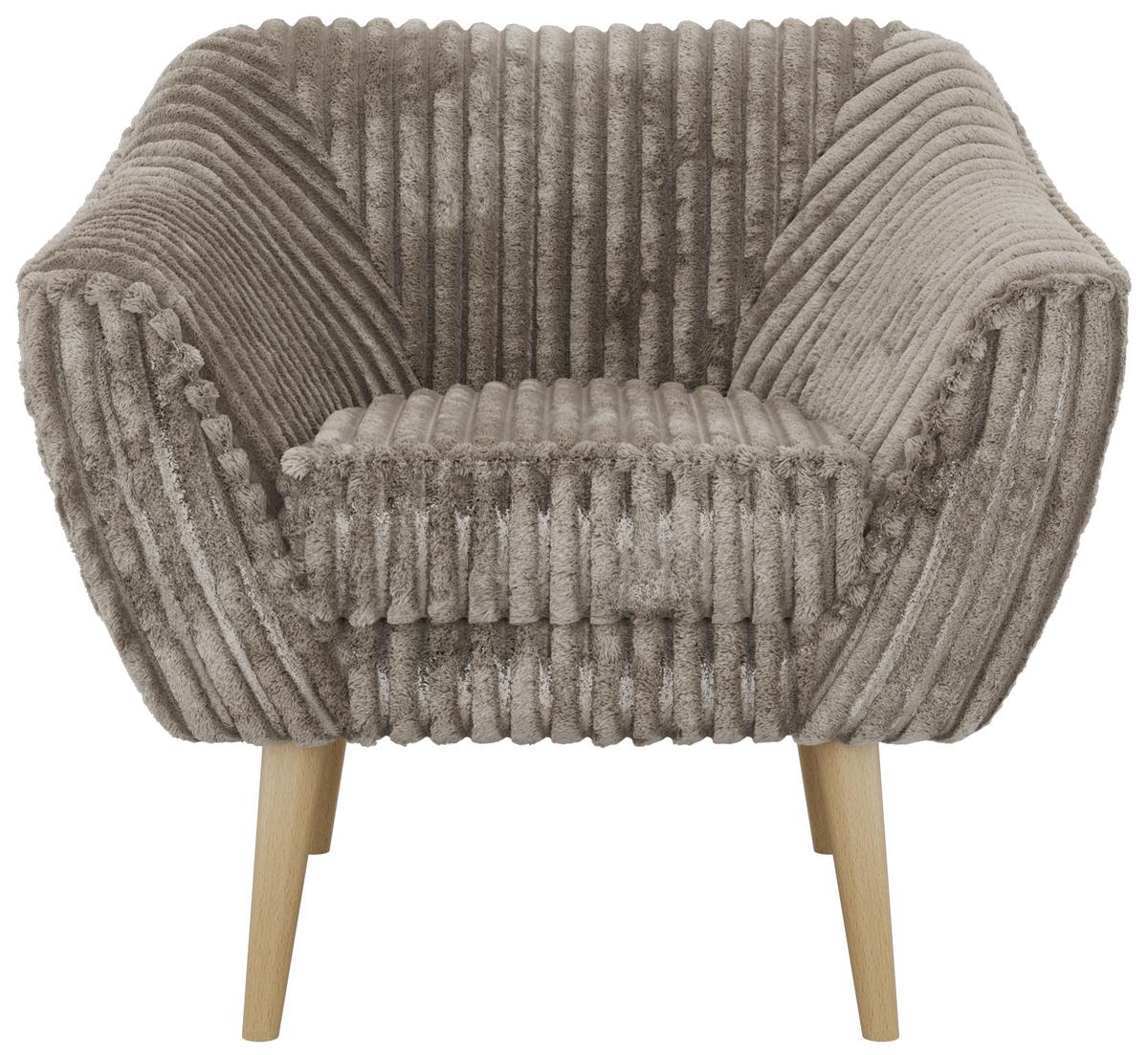 SESSEL PIRS - Hellbraun Cord - Holzbeine - Hellbraun/Buchefarben, Holzwerkstoff/Textil (80/75/74cm) - MKS