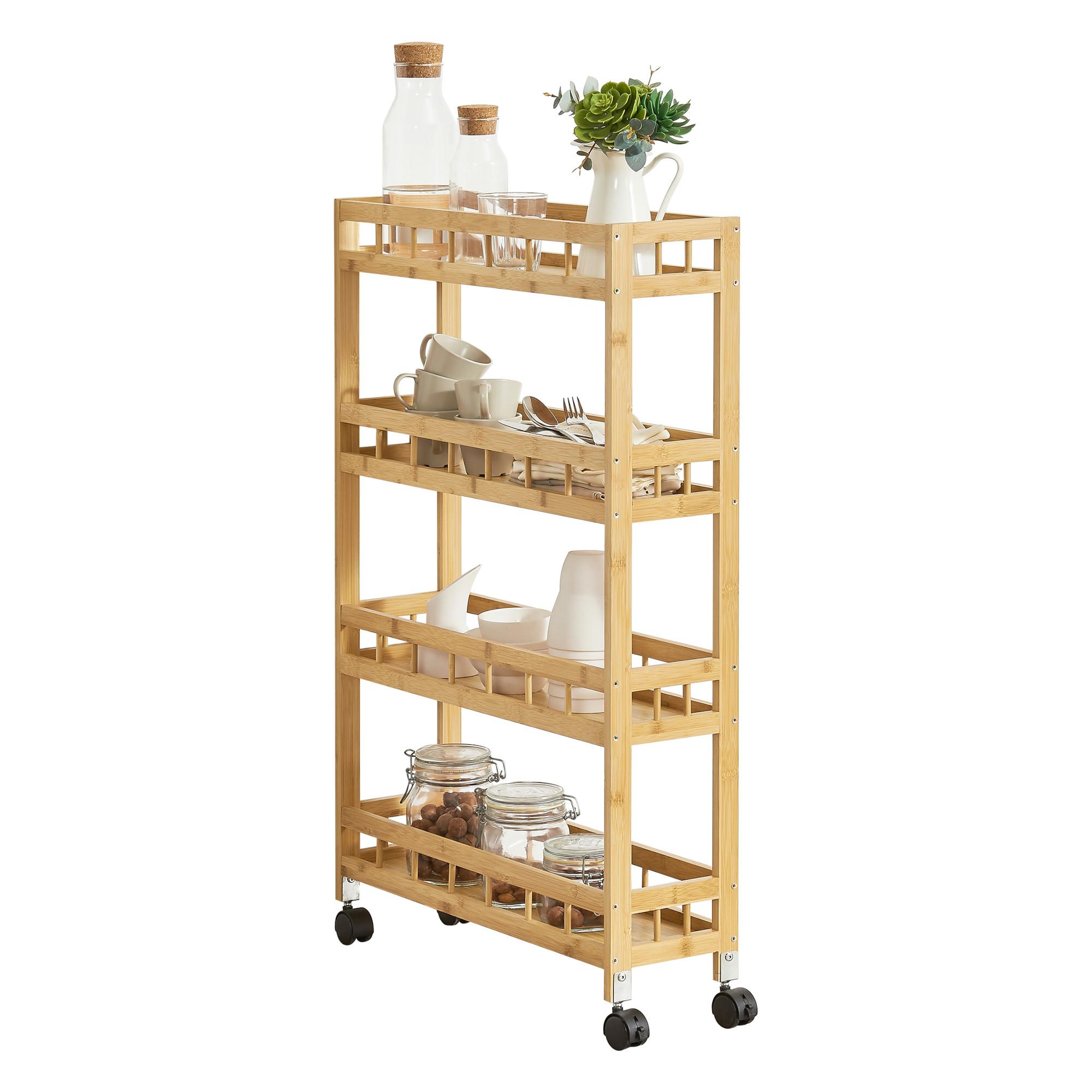 SERVIERWAGEN Pyhäjoki - Naturfarben, Holz/Kunststoff (60/96/18cm) - [en.casa]