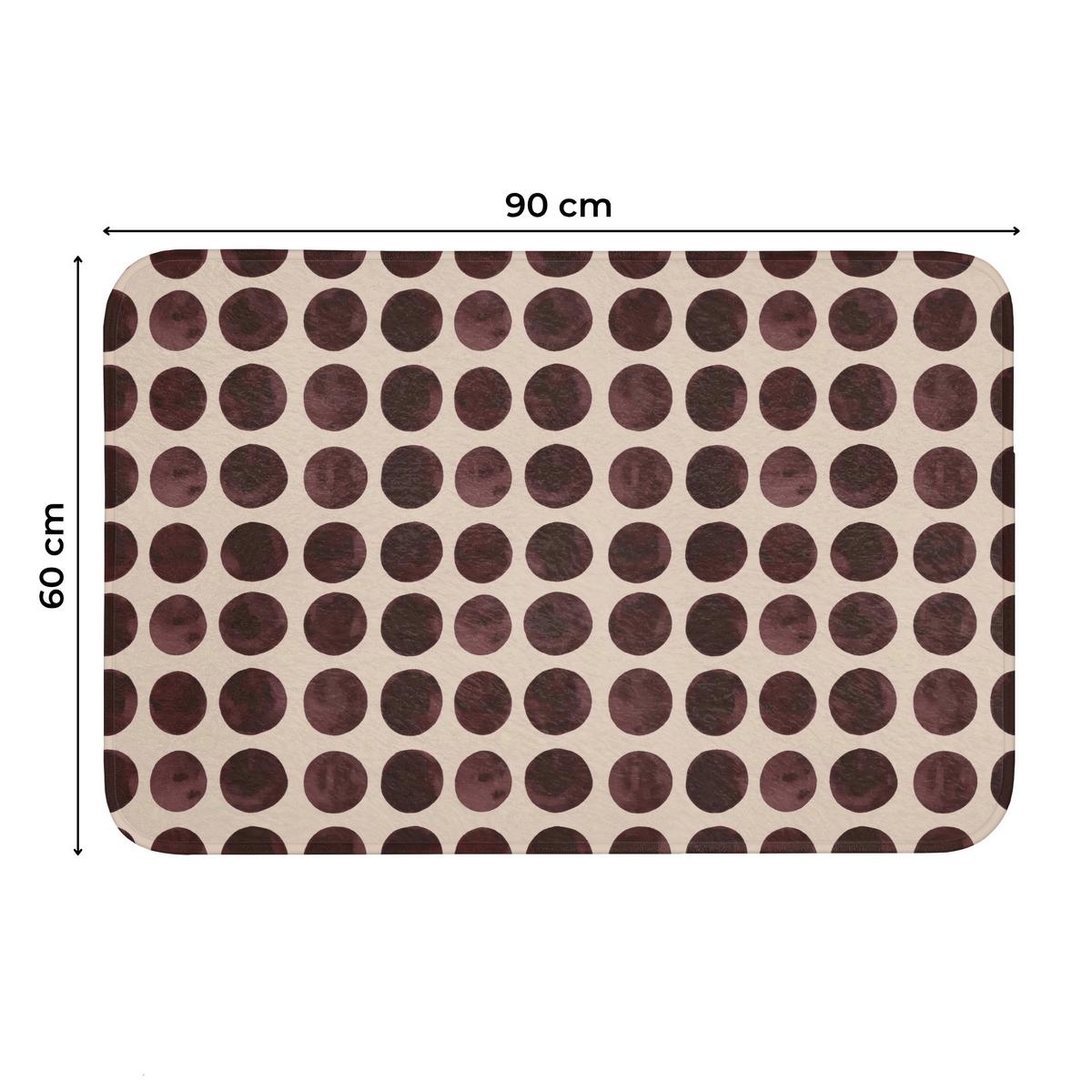 WC-VORLEGER Polka dots - Muster - Braun Toilettenteppich 90x60 cm - Bordeaux, Textil (90/1cm) - OnlyWow