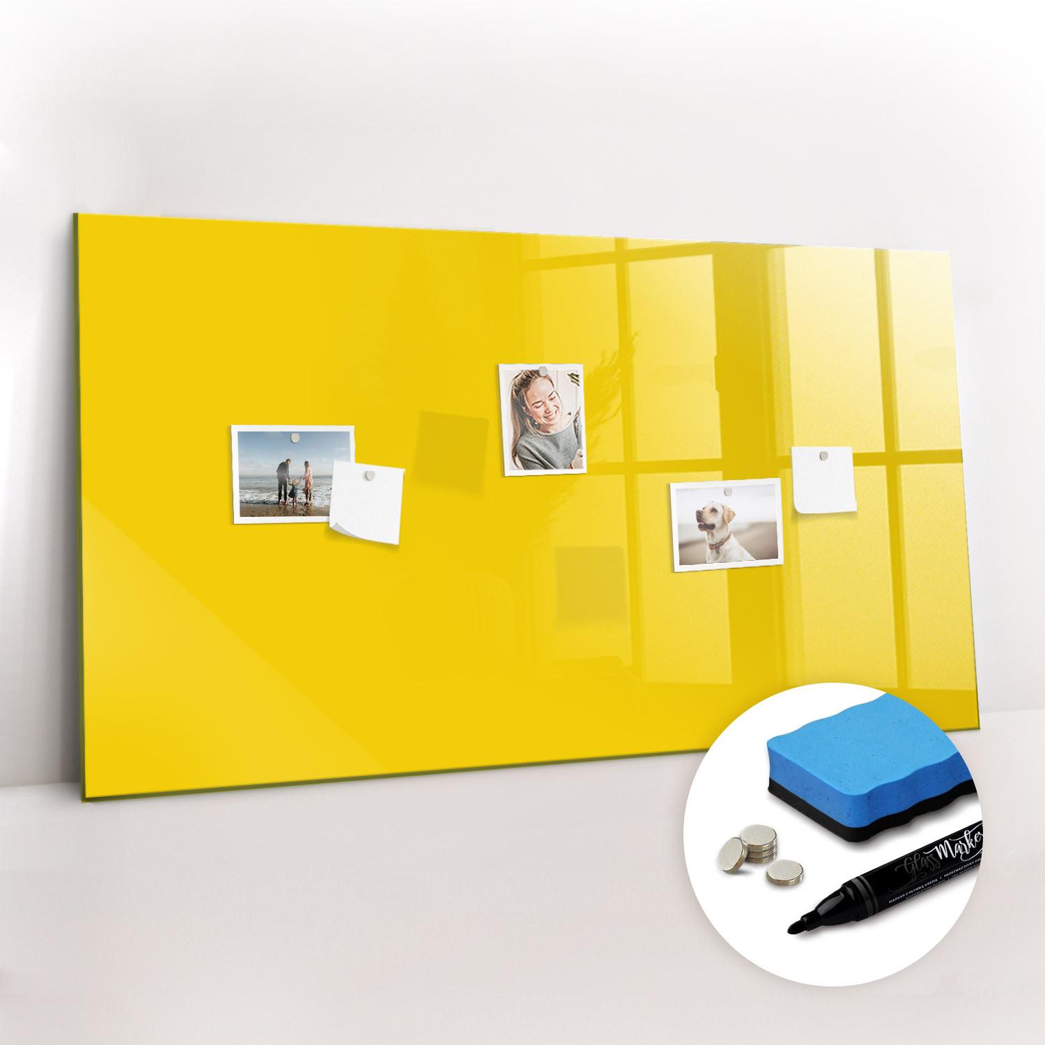 MAGNETTAFEL 120x60 Gelb schwarzer Marker - Gelb, Glas (120/0.4/60cm) - TULUP