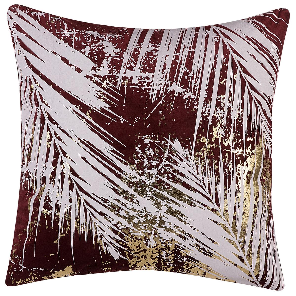 DEKOKISSEN 2er-Set Burgunderrot 45/45 cm Calla - Weinrot, Textil (45/45cm) - Beliani