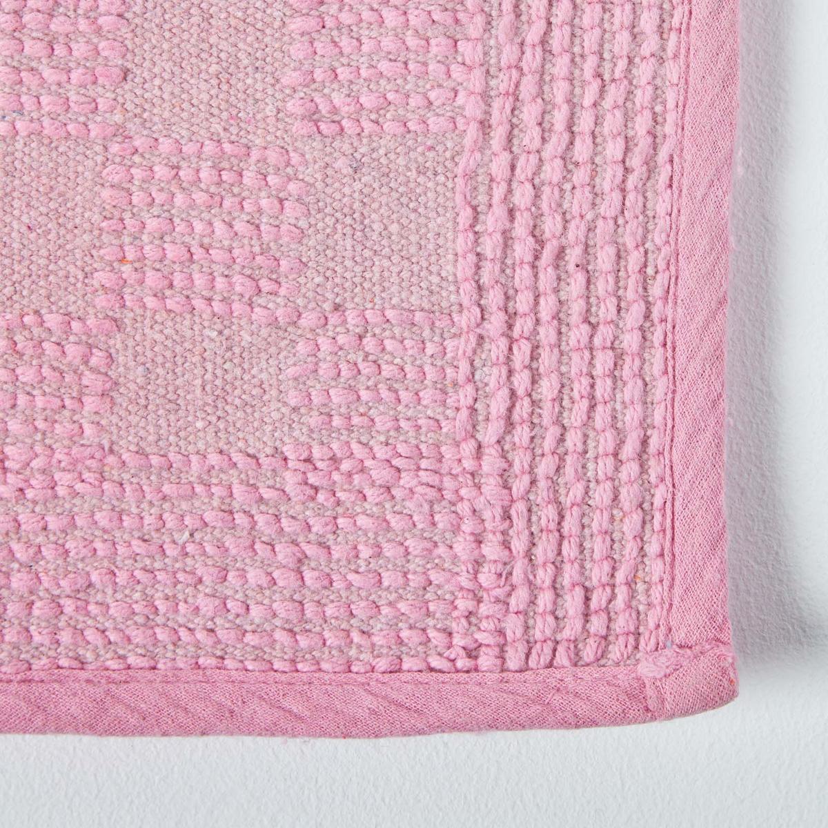BADEMATTE 45/75 cm Karo-Bordüre, Baumwolle - Pink, Textil (45/75cm) - Homescapes