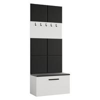 GARDEROBENSCHRANK MODULO 80,6/204/40 cm Modern Garderobe-Set Weiß - Schwarz/Weiß, Holzwerkstoff (80.6/204/40cm) - MASSENO
