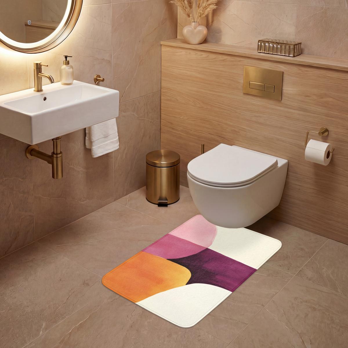 WC-VORLEGER Formen - Abstrakt - Farbenfroh WC Teppich 50x80 cm - Terracotta, Textil (50/1cm) - OnlyWow