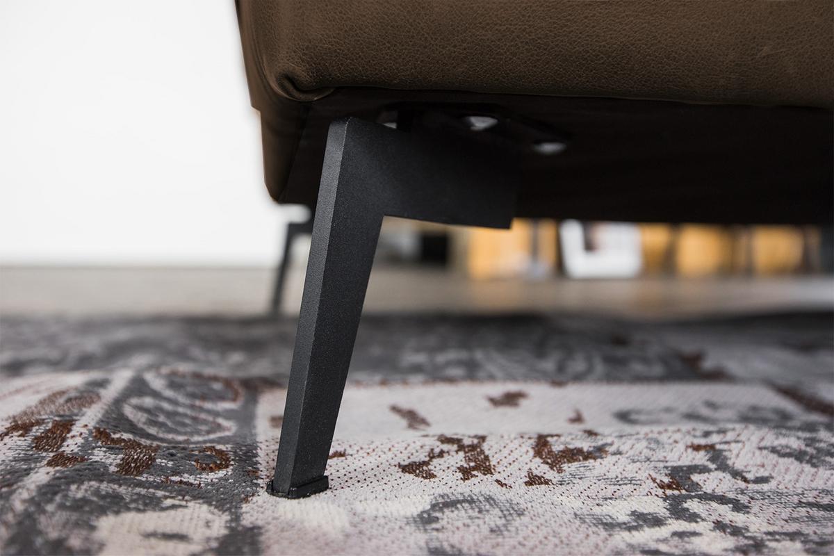 ECKSOFA BLOOM Dunkelbraun Leder - Dunkelbraun/Schwarz, Leder/Metall (276/177cm) - KAWOLA