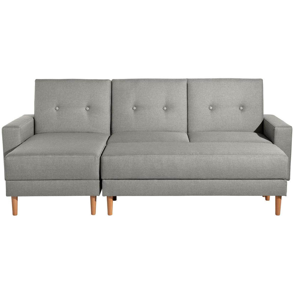 FUNKTIONSSOFA mit Hocker Kattie Flachgewebe hellgrau - Hellgrau, Kunststoff (144/230cm) - 58aufmkessel