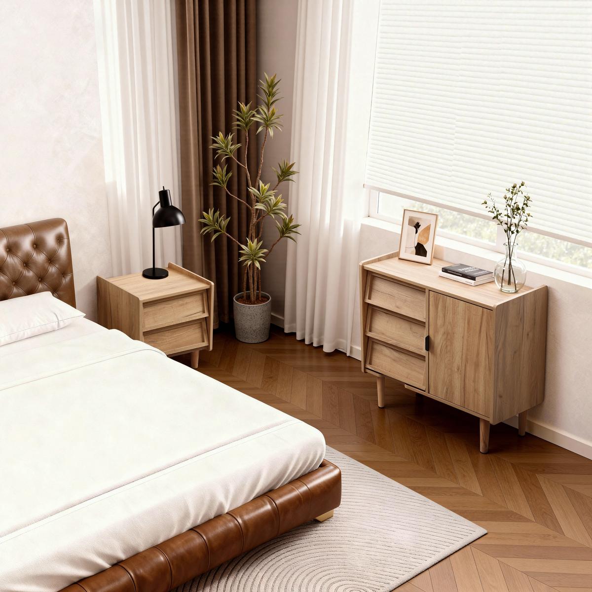 KOMMODE mit 3 Schubladen und Tür - Braun, Holz/Holzwerkstoff (80/74/39cm) - Hometopia