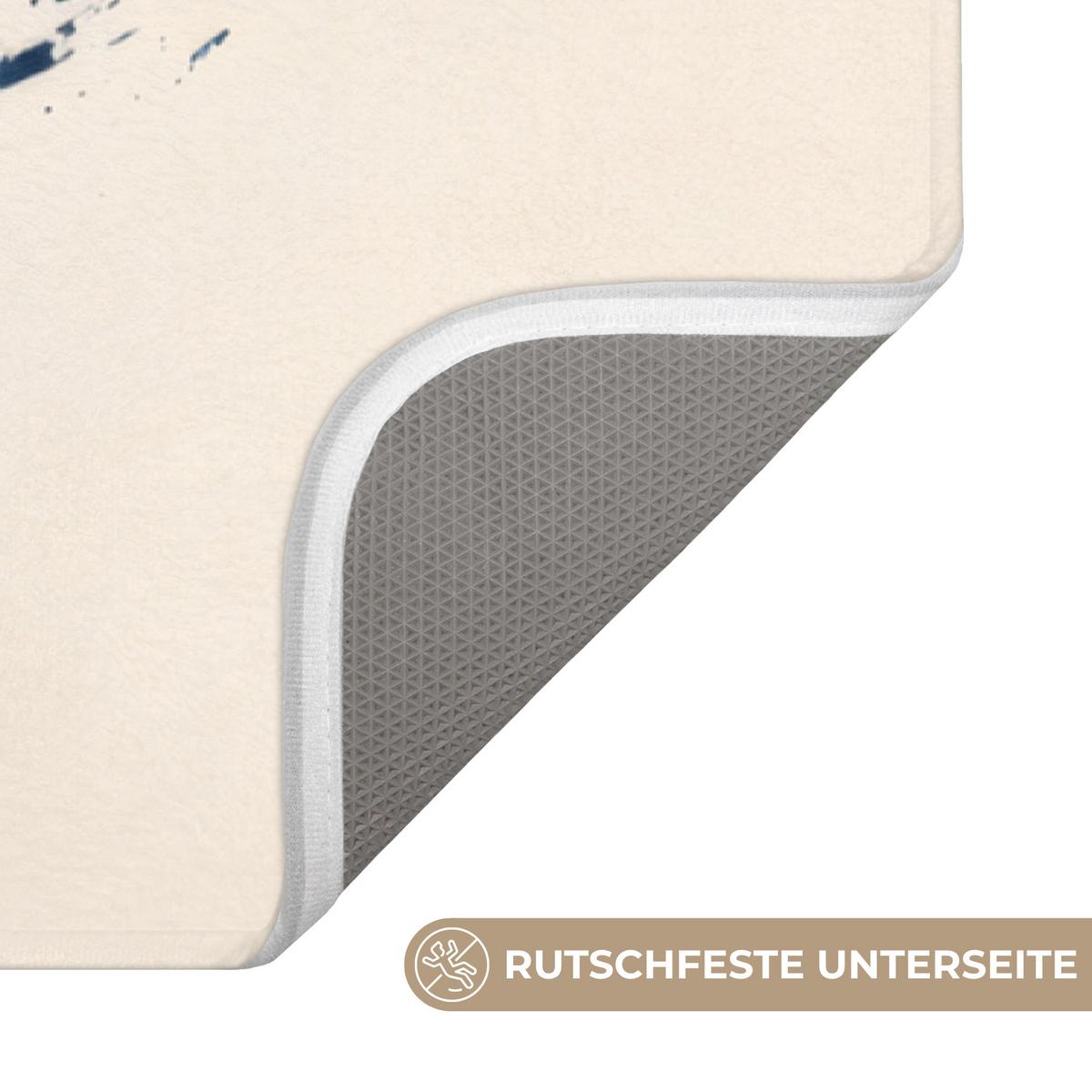 BADEMATTE Wale - Spritzer - Kreis - Dunkelblau 60x90 cm - Dunkelblau, Textil (60/90cm) - OnlyWow