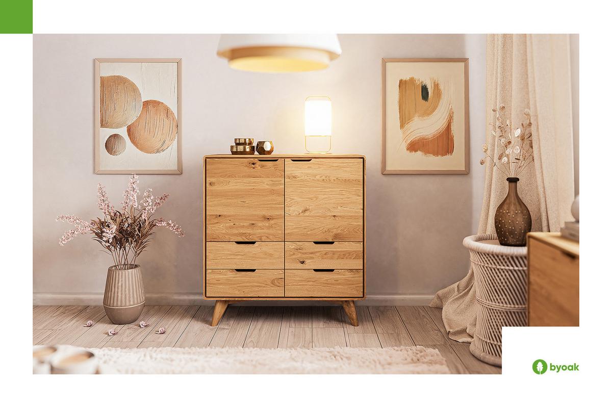 KOMMODE HOCH GREG Wildeiche - Wildeiche, Holz (90/92/40cm) - byoak