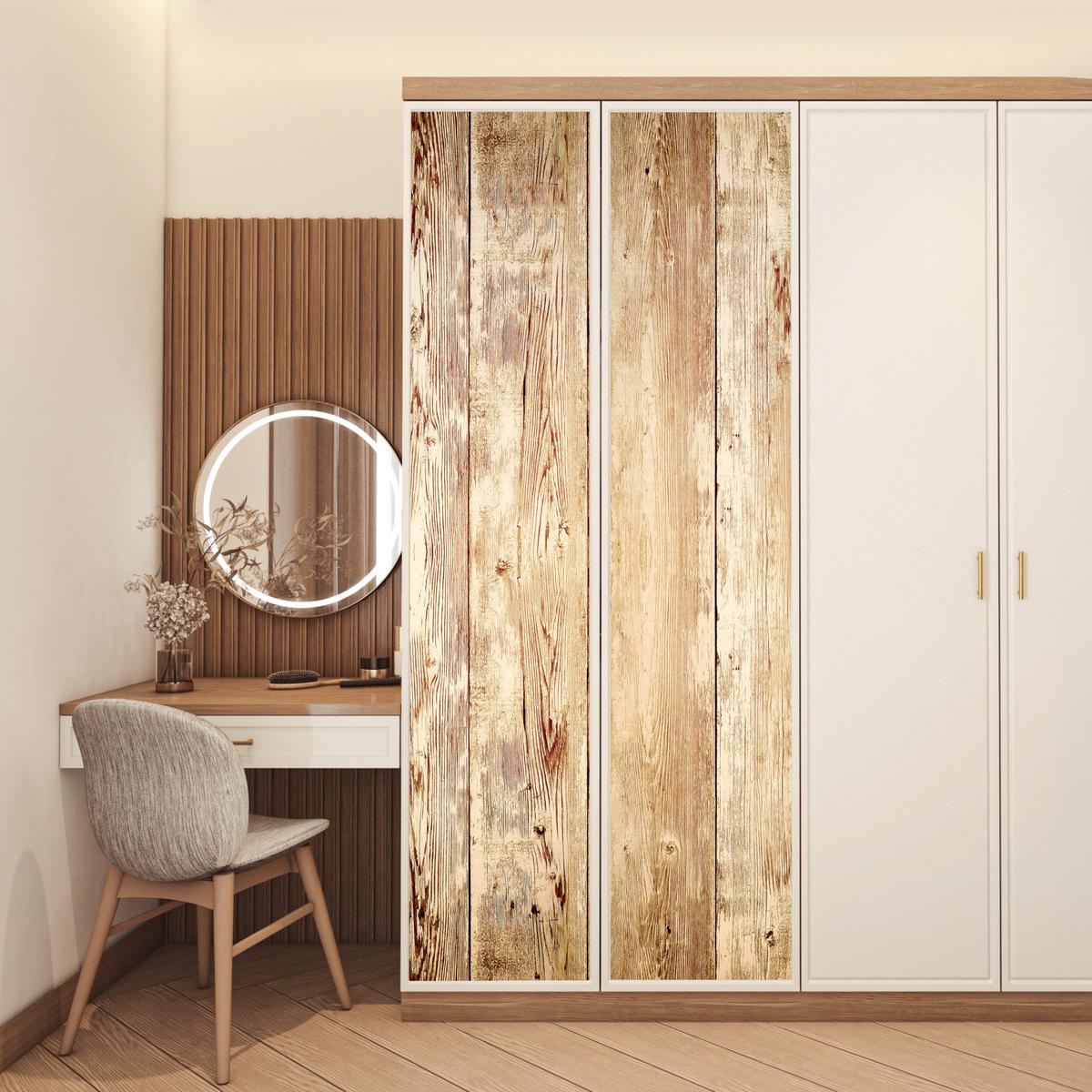 TÜRAUFKLEBER Holz - Vintage - Regal - Eiche 90x235 cm - Türtapete - Honigeiche, Kunststoff (90/0.1cm) - MuchoWow