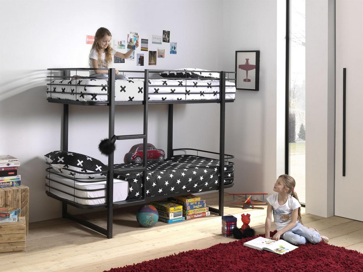 ETAGENBETT Karolin 205x166x99 aus Metall in Schwarz - Schwarz, Metall (90/200cm) - 58aufmkessel