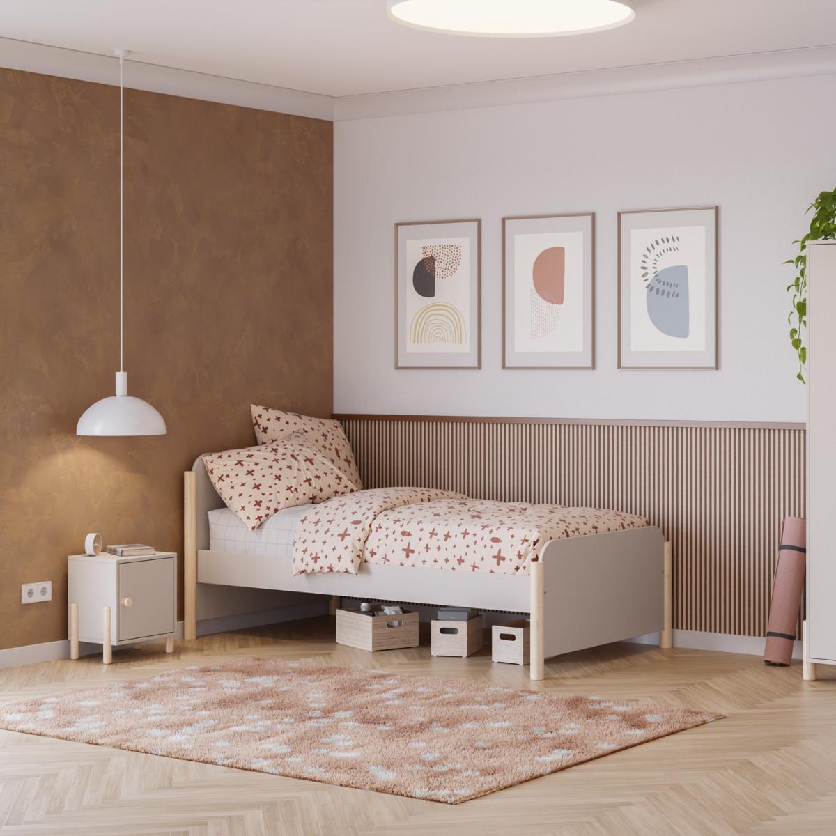 BETT Enola Beige 199/107.2/70 cm - Beige, Holz (190/90cm) - Calicosy